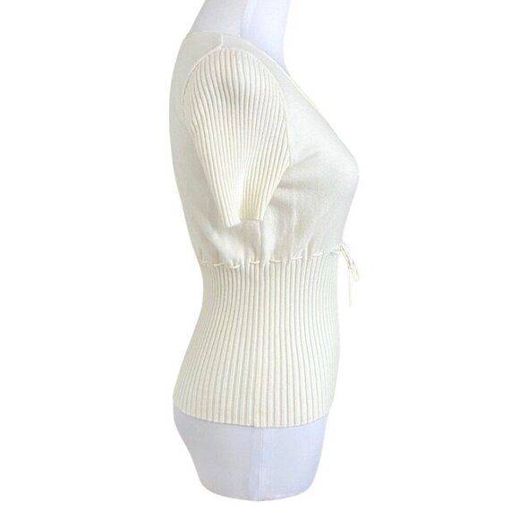 MAXMARA WEEKEND CREAM KNIT FRONT BOW COQUETTE GIRL TOP -S - Picture 2 of 9